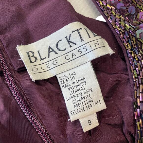 Black Tie Oleg Cassini VINTAGE Sequin SILK Cocktail Tank Dress Size 8 NEW - Picture 5 of 12
